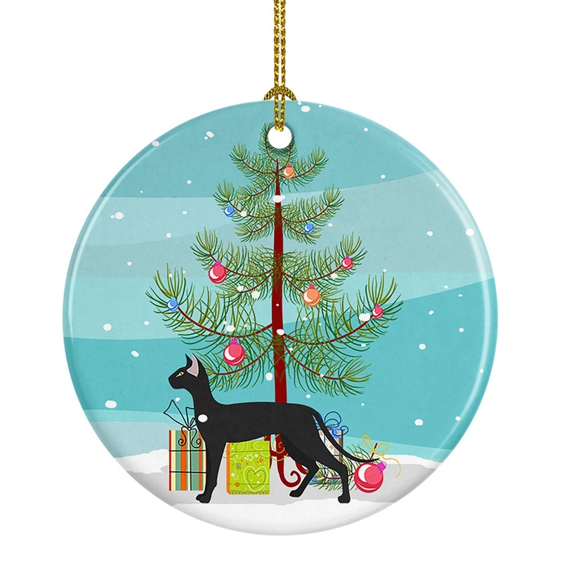 Oriental Shorthair #1 Cat Merry Christmas Ornament - Round Ceramic Ornament  Artist-Designed Keepsake Decoration