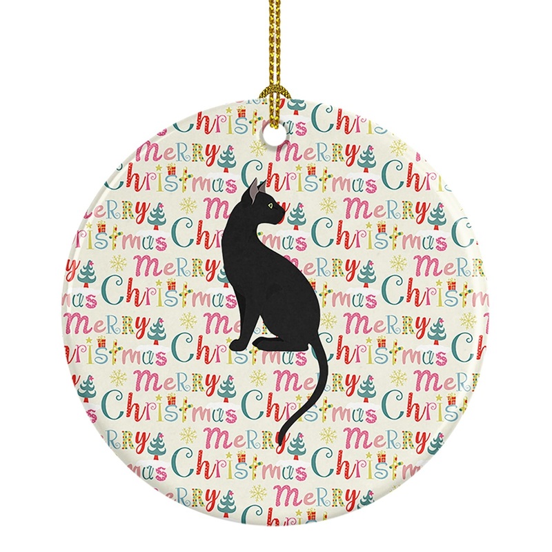 Pantherette Cat Christmas Ceramic Ornament