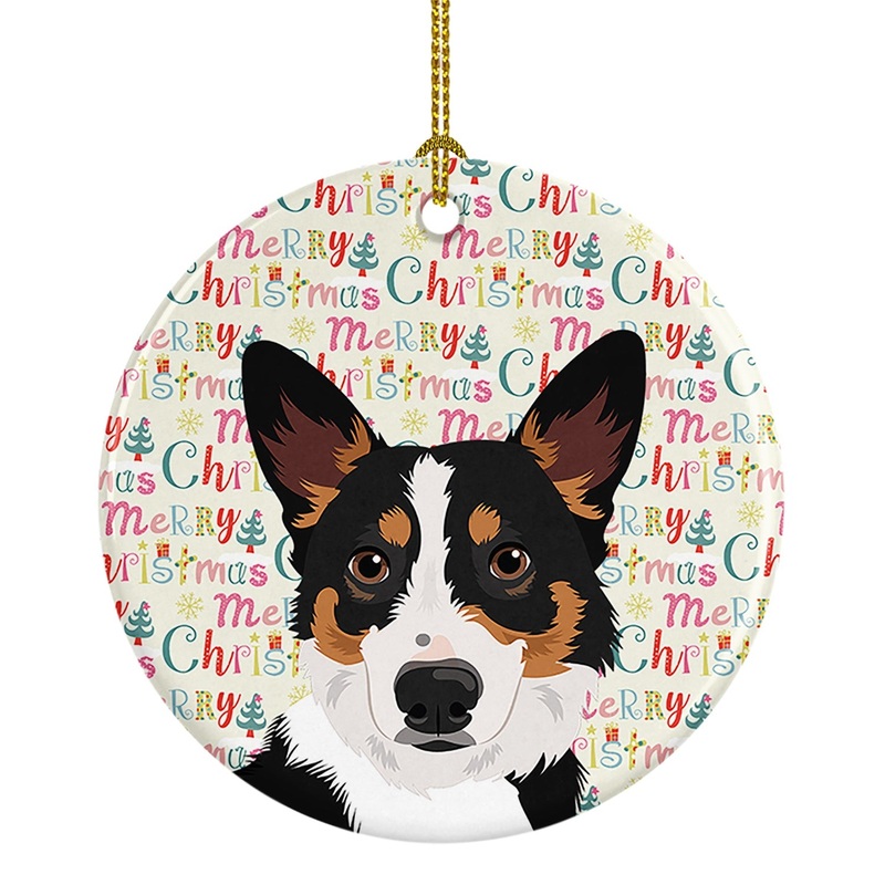 Pembroke Welsh Corgi Tricolor Black-Headed #1 Christmas Ceramic Ornament