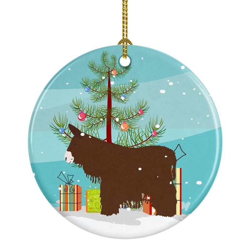 Poitou Poiteuin Donkey Christmas Ornament - Round Ceramic Ornament  Artist-Designed Keepsake Decoration BB9219CO1
