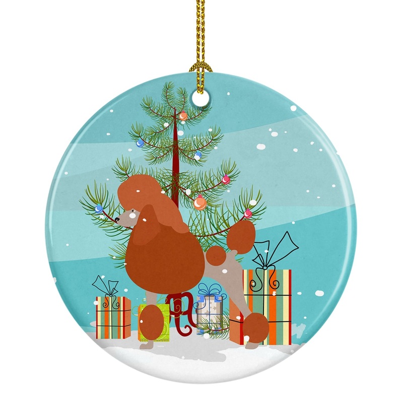 Royal Poodle Christmas Ornament - Round Ceramic Ornament  Artist-Designed Keepsake Decoration BB8473CO1