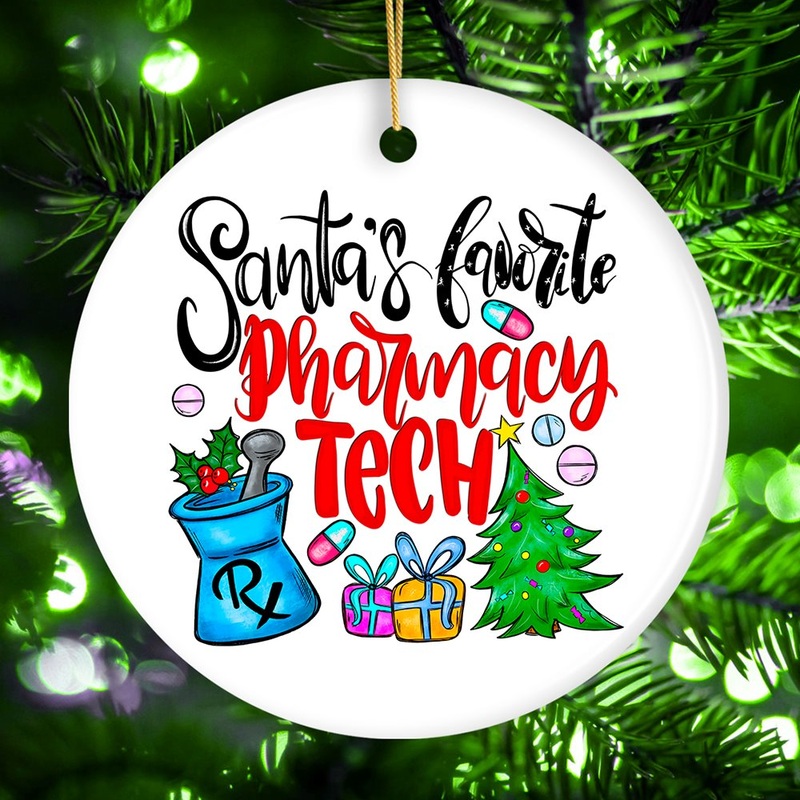 Santas Favorite Pharmacy Tech Christmas Ornament, Pharmacist Technician Day Appreciation Gift Idea