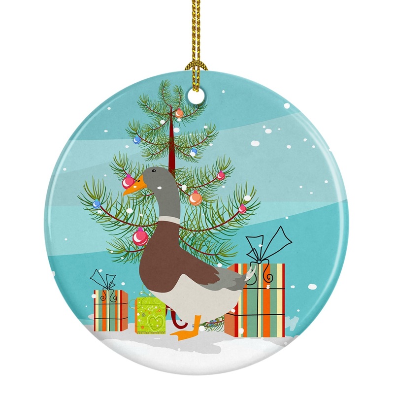Saxony Sachsenente Duck Christmas Ornament - Round Ceramic Ornament  Artist-Designed Keepsake Decoration BB9230CO1