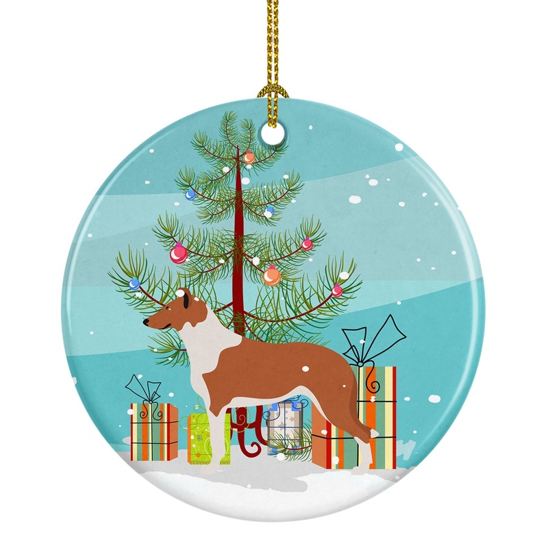 Smooth Collie Christmas Ornament - Round Ceramic Ornament  Artist-Designed Keepsake Decoration BB8504CO1
