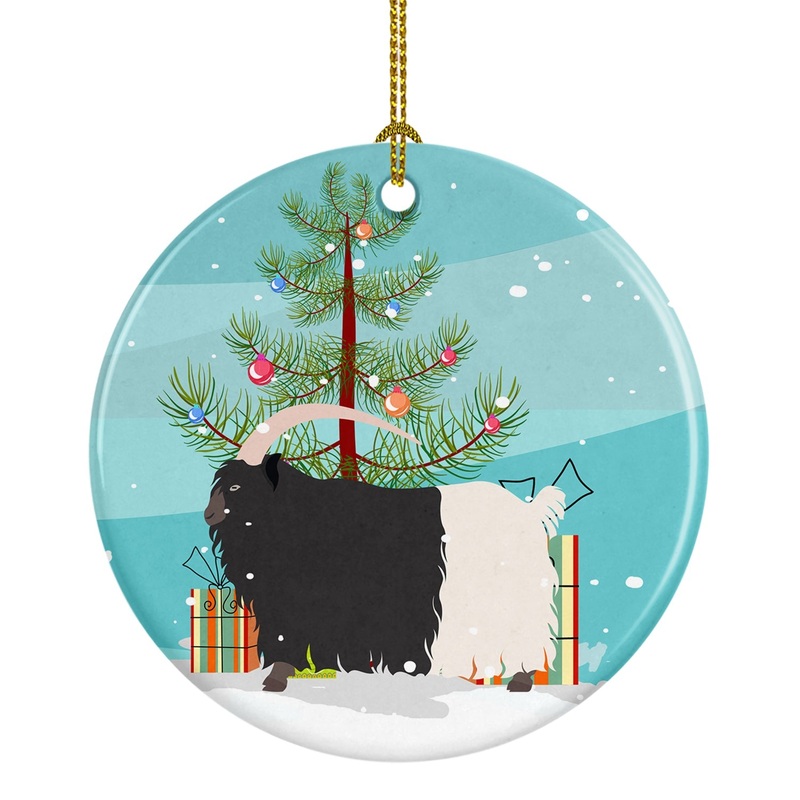 Welsh Black-Necked Goat Christmas Ornament - Round Ceramic Ornament  Artist-Designed Keepsake Decoration BB9254CO1
