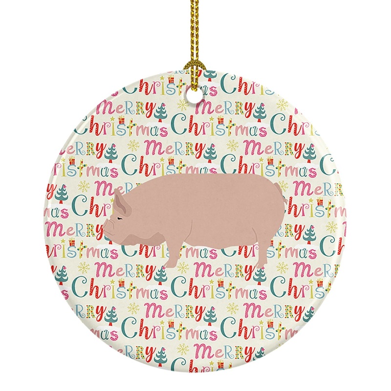 Welsh Pig Christmas Ceramic Ornament