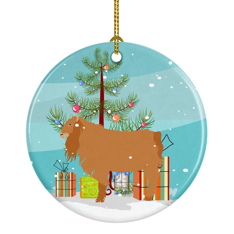 American Lamancha Goat Christmas Ornament - Round Ceramic Ornament  Artist-Designed Keepsake Decoration BB9252CO1