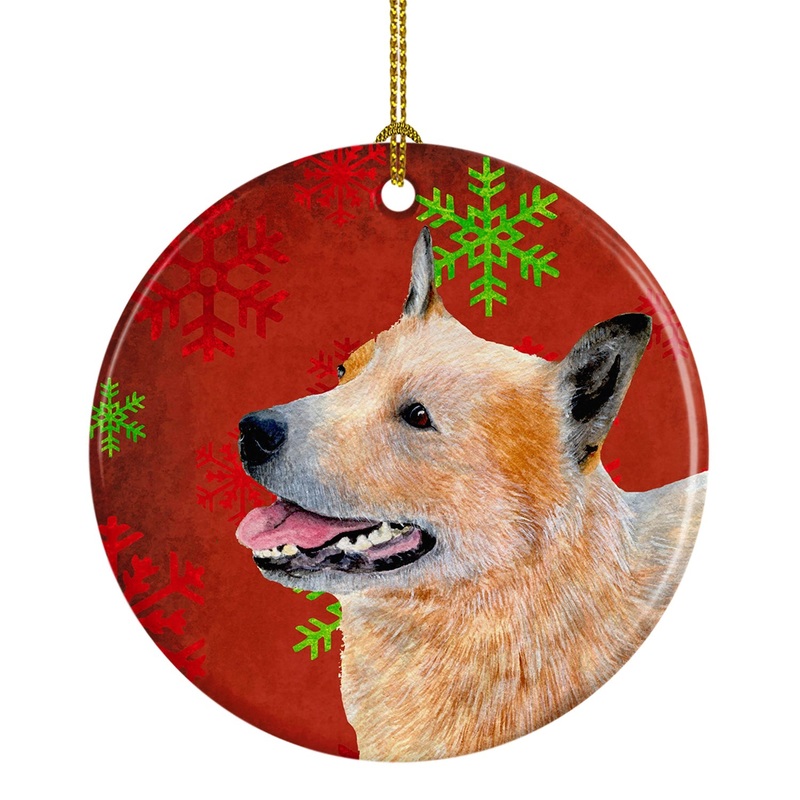 Australian Cattle Dog Red Snowflake Holiday Christmas Ornament - Round Ceramic Ornament  Artist-Designed Keepsake Decoration LH9317