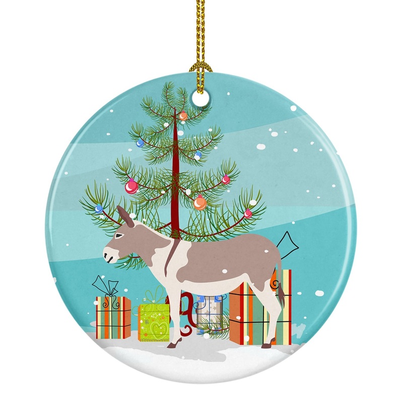 Australian Teamster Donkey Christmas Ornament - Round Ceramic Ornament  Artist-Designed Keepsake Decoration BB9213CO1