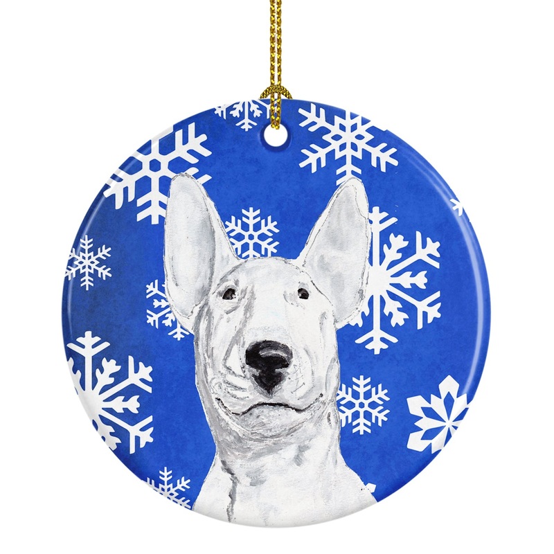 Bull Terrier Winter Snowflakes Ceramic Ornament SC9604CO1