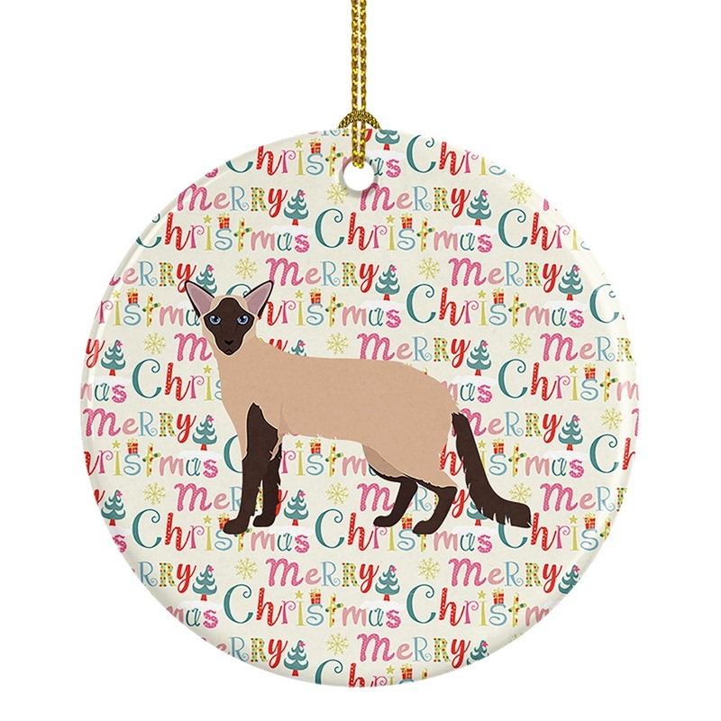 Colorpoint Longhair Cat Christmas Ceramic Ornament