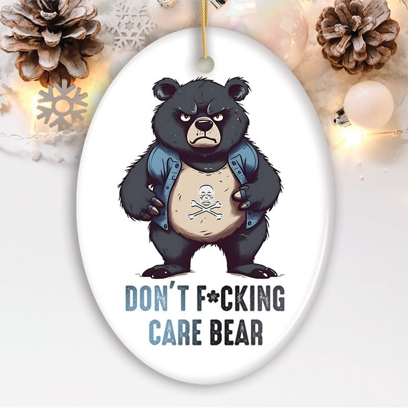 Quirky Care Bear Ceramic Ornament, Cute and Funny Christmas Gift