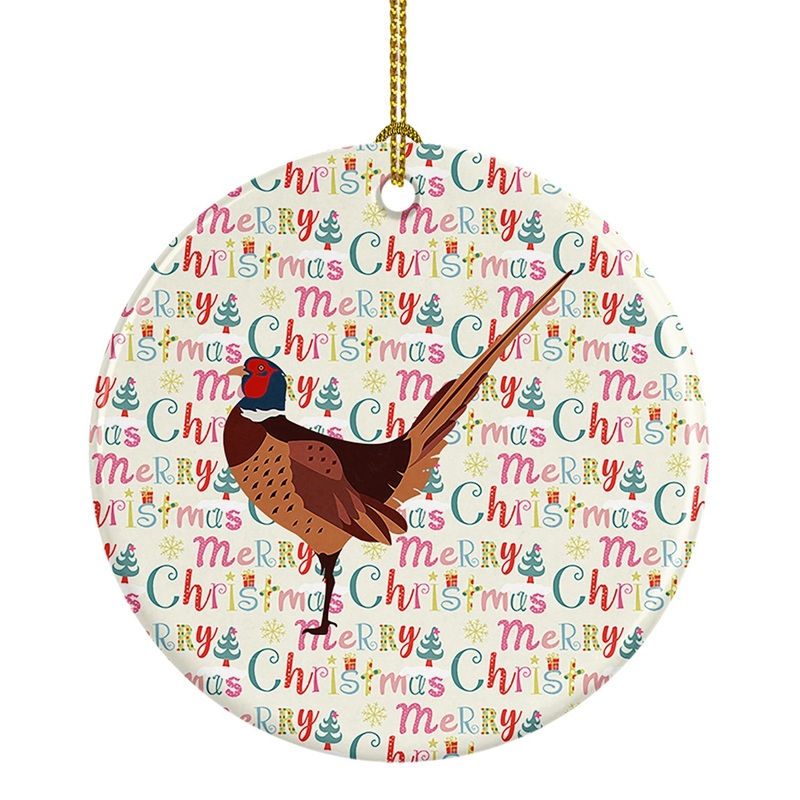 Ring-necked Common Pheasant Christmas Ceramic Ornament