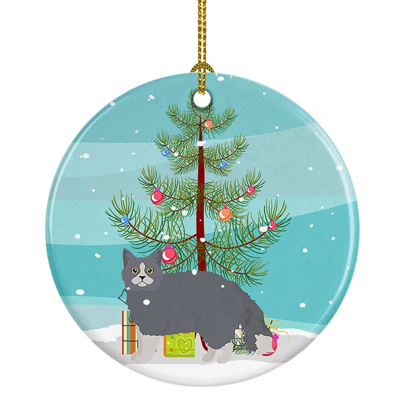 Selkirk Rex #1 Cat Merry Christmas Ornament - Round Ceramic Ornament  Artist-Designed Keepsake Decoration