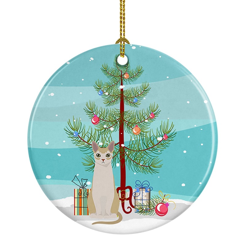 Singapura #2 Cat Merry Christmas Ornament - Round Ceramic Ornament  Artist-Designed Keepsake Decoration