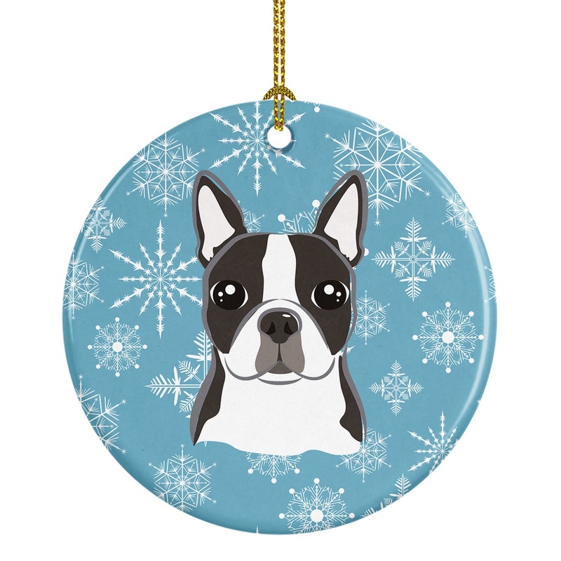 Snowflake Boston Terrier Ceramic Ornament BB1637CO1
