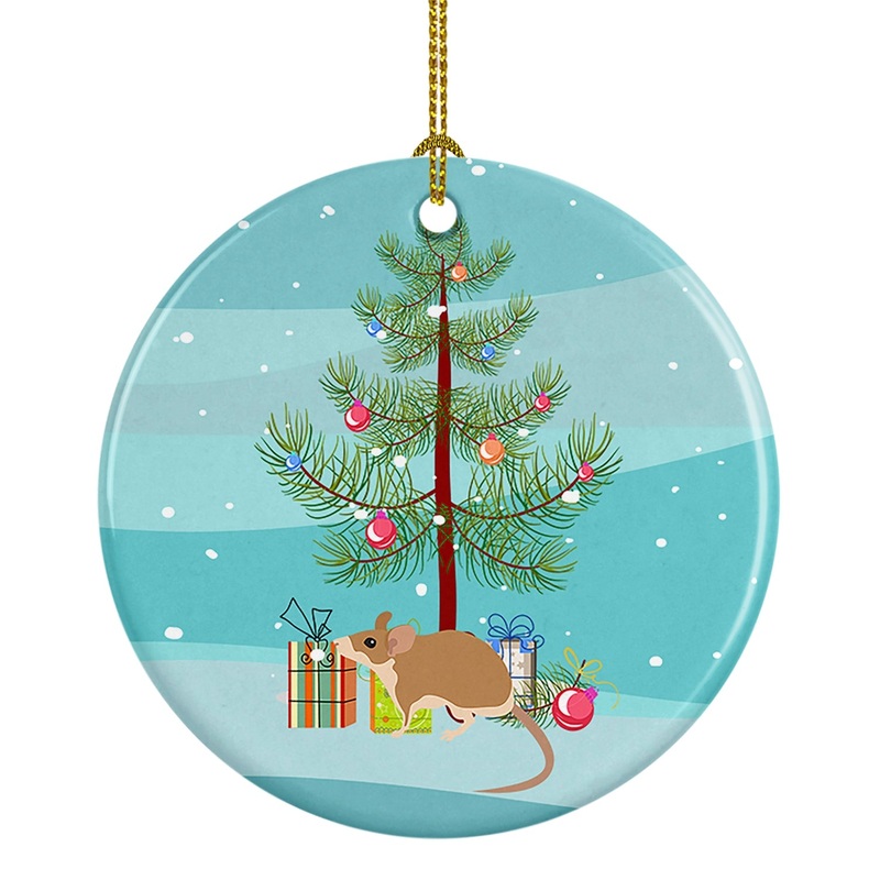 Spiny Mouse Merry Christmas Ornament - Round Ceramic Ornament  Artist-Designed Keepsake Decoration