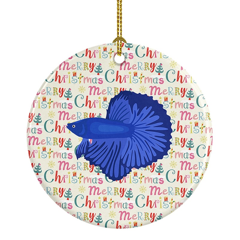 Super Delta Tail Betta Christmas Ceramic Ornament