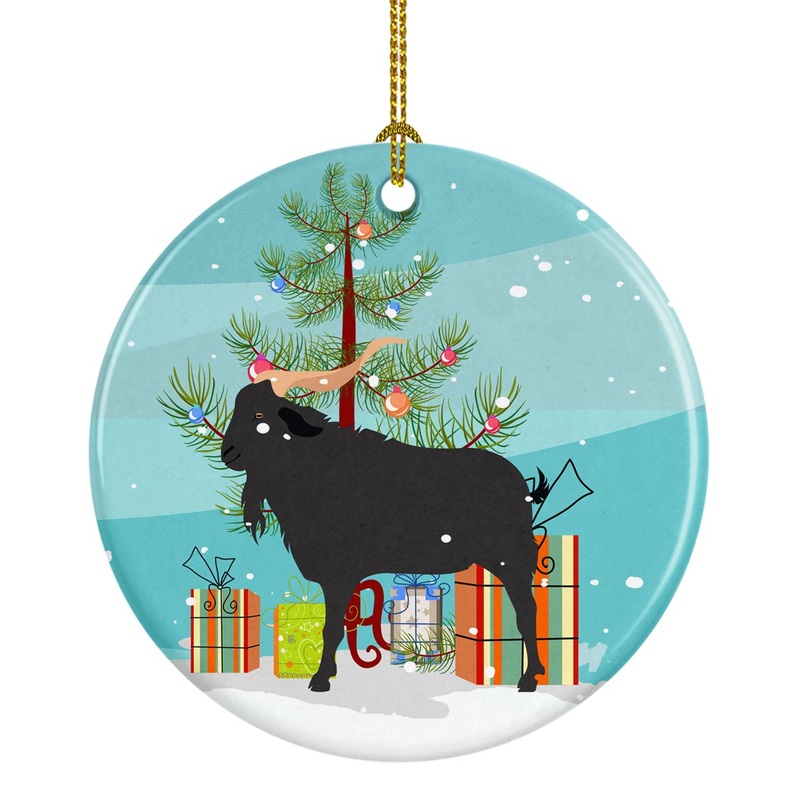 Verata Goat Christmas Ornament - Round Ceramic Ornament  Artist-Designed Keepsake Decoration BB9249CO1