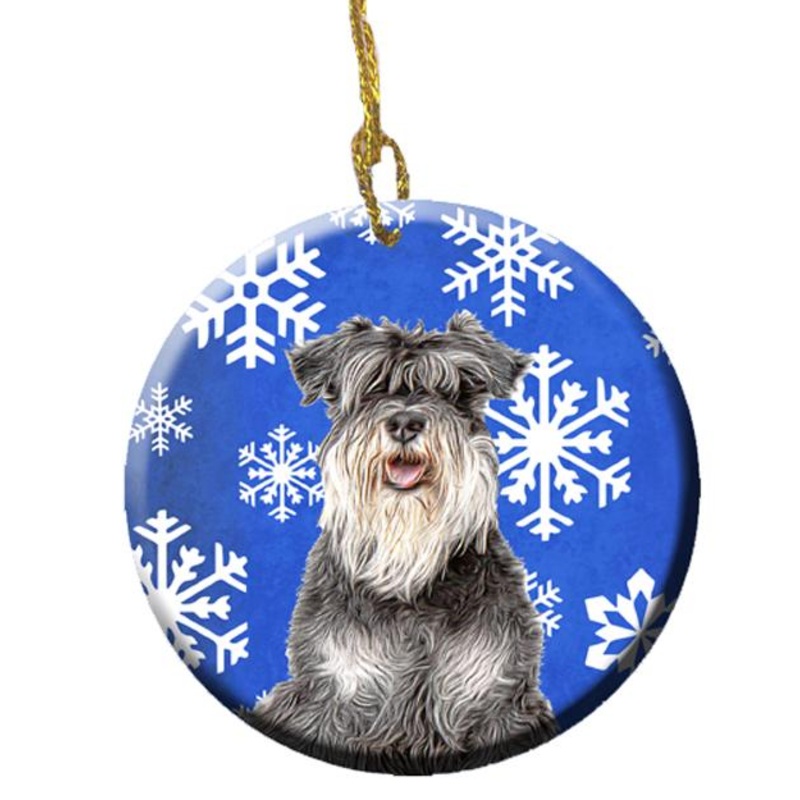 Winter Snowflakes Holiday Schnauzer Ceramic Ornament KJ1178CO1