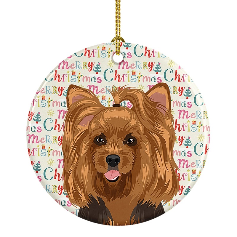 Yorkie Black and Gold #1 Christmas Ceramic Ornament