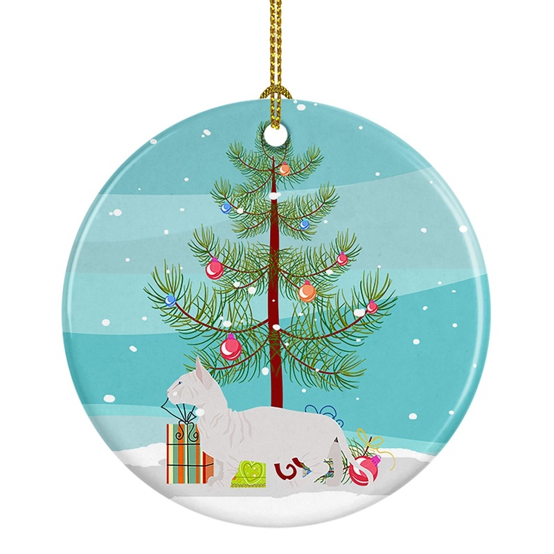 Bambino #2 Cat Merry Christmas Ornament - Round Ceramic Ornament  Artist-Designed Keepsake Decoration