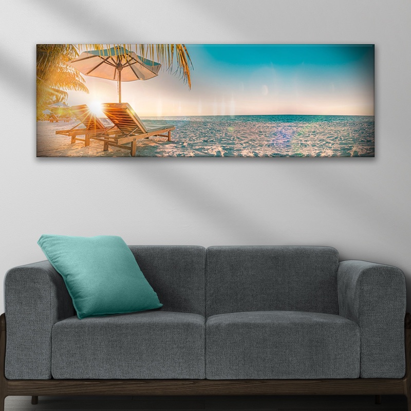 Beach Chairs On The White Sand Canvas Wall Art II