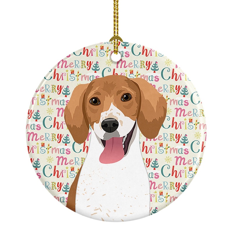 Beagle Red and White Red Ticked #2 Christmas Ceramic Ornament