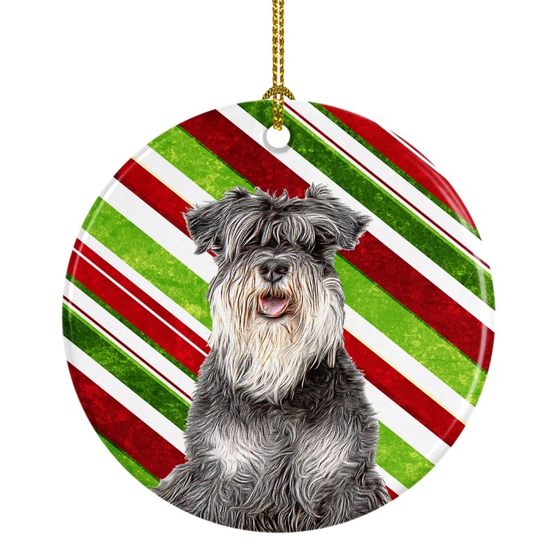 Candy Cane Holiday Christmas Schnauzer Ceramic Ornament KJ1171CO1