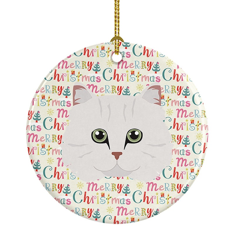 Chinchilla Persian Longhair Cat Christmas Ceramic Ornament
