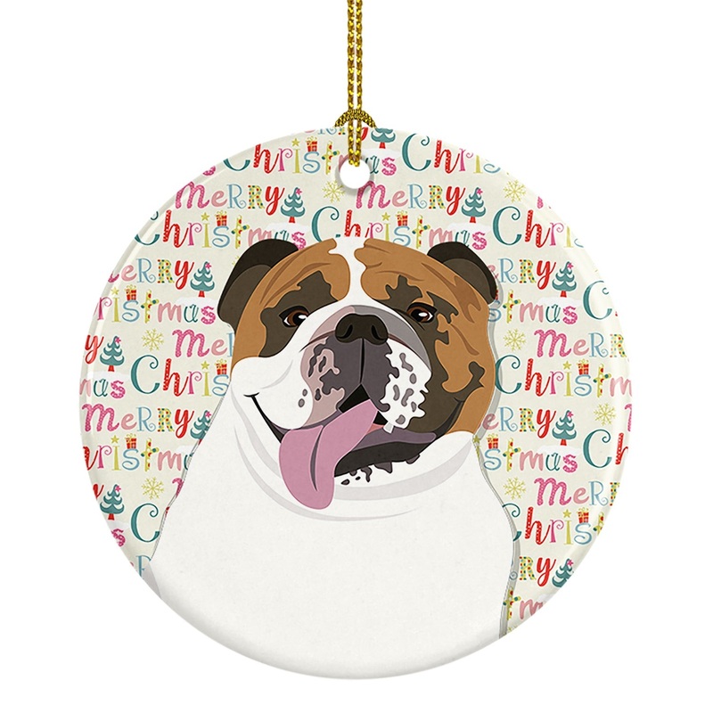 English Bulldog Tricolor #1 Christmas Ceramic Ornament
