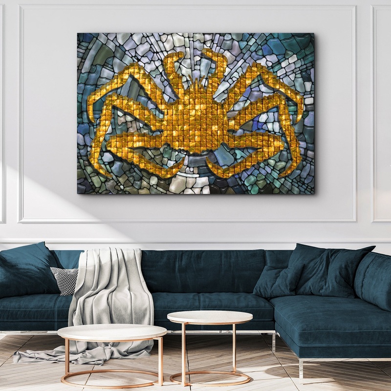 King Crab Mosaic Dcor Canvas Wall Art