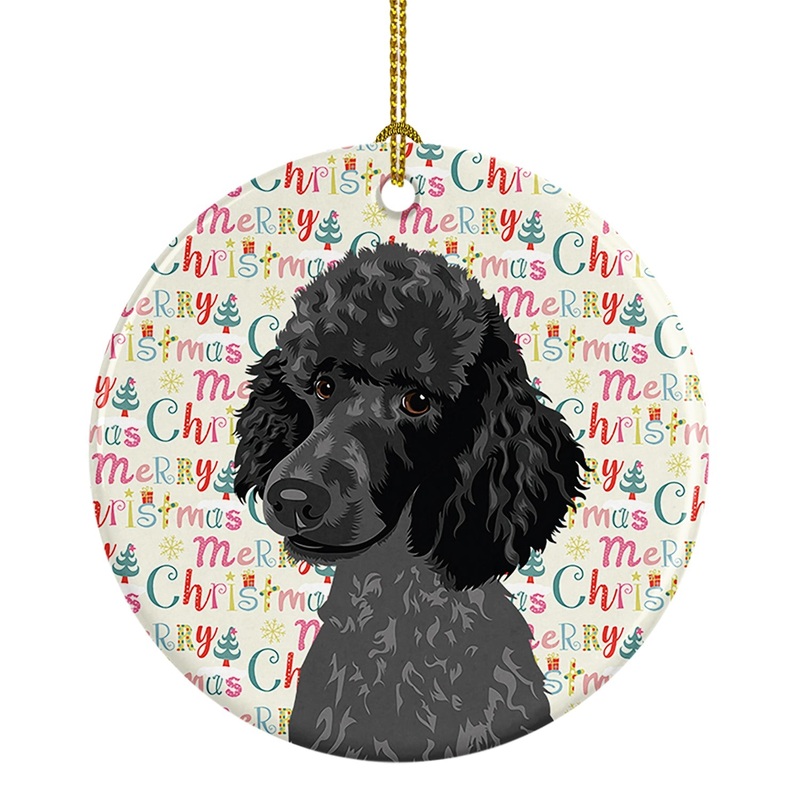 Poodle Standard Black Christmas Ceramic Ornament