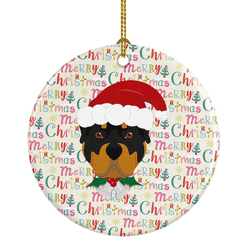 Rottweiler Merry Christmas Ceramic Ornament