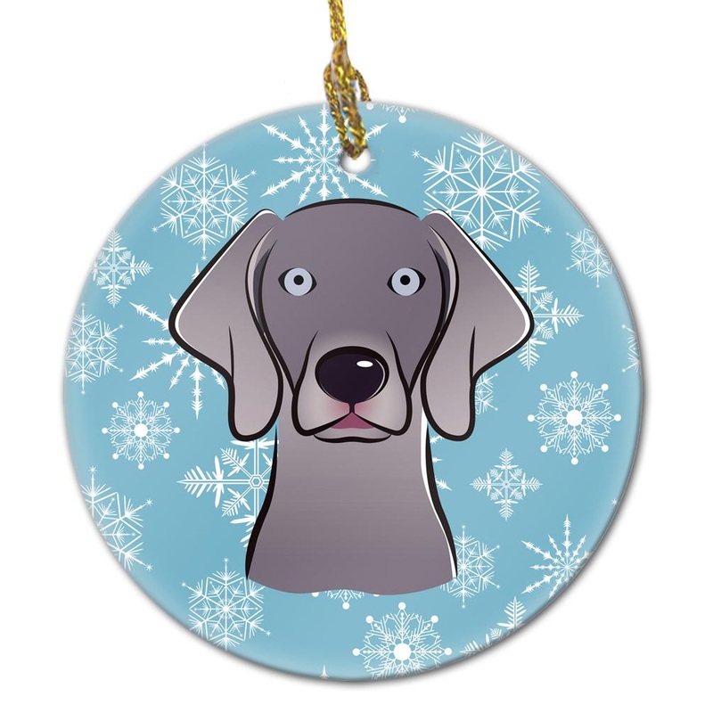 Snowflake Weimaraner Ornament - Round Ceramic Ornament  Artist-Designed Keepsake Decoration BB1665CO1
