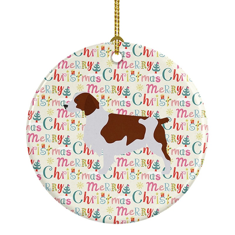 Welsh Springer Spaniel Merry Christmas Ceramic Ornament
