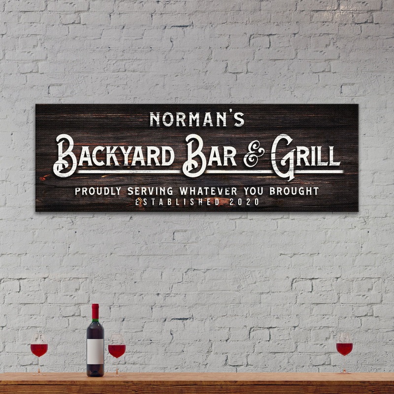 Custom Backyard Bar and Grill Sign: Custom Bar Signs for Home Bar  Perfect for Outdoor Man Cave Decor