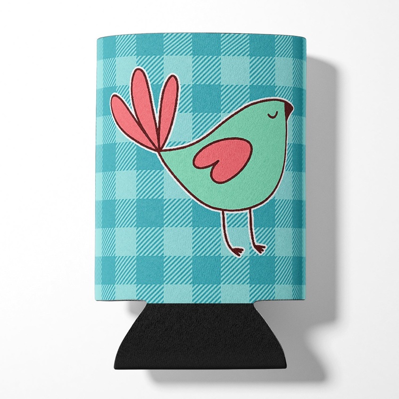 Bird on Blue Plaid Can or Bottle Hugger BB6831CC