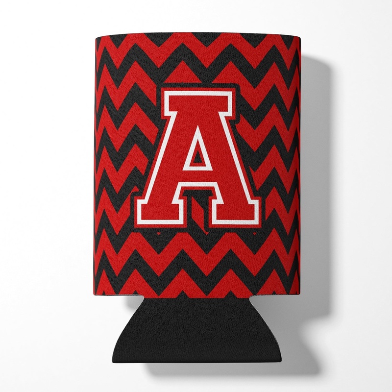 Letter A Chevron Black and Red   Can or Bottle Hugger CJ1047-ACC