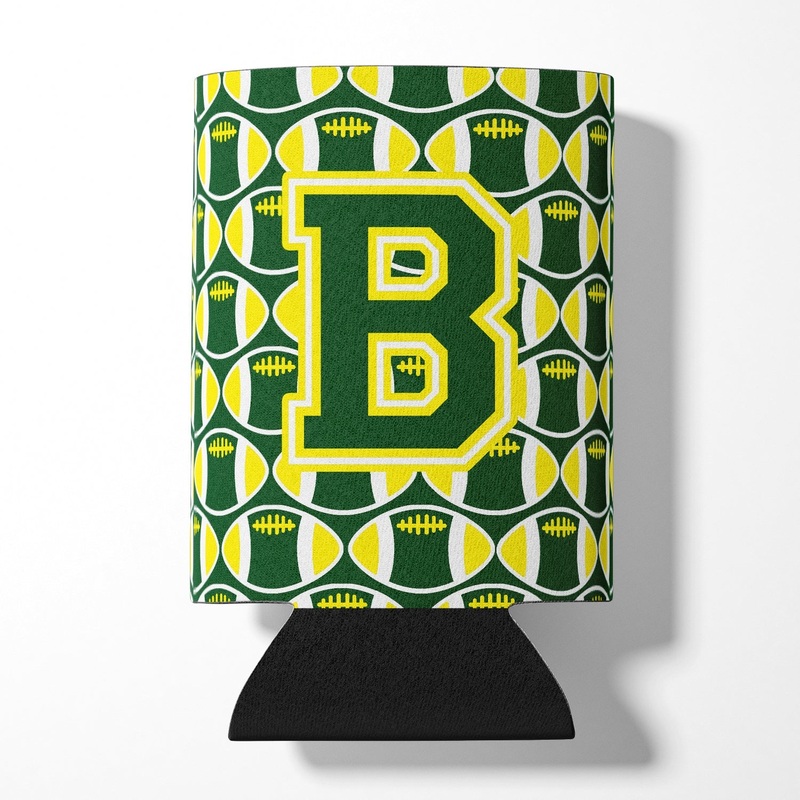 Letter B Football Green and Yellow Can or Bottle Hugger CJ1075-BCC