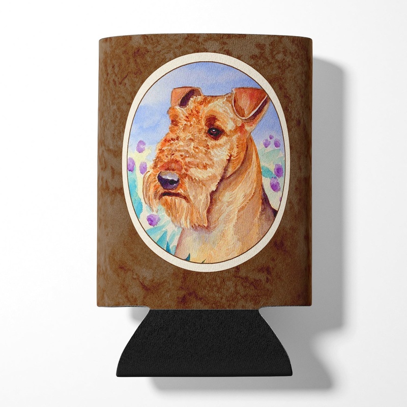 Airedale Terrier in Flowers Can or Bottle Hugger 7007CC