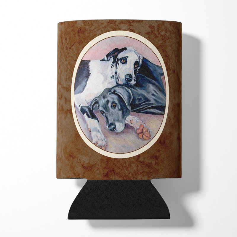 Black and Harlequin Great Dane Can or Bottle Hugger 7164CC