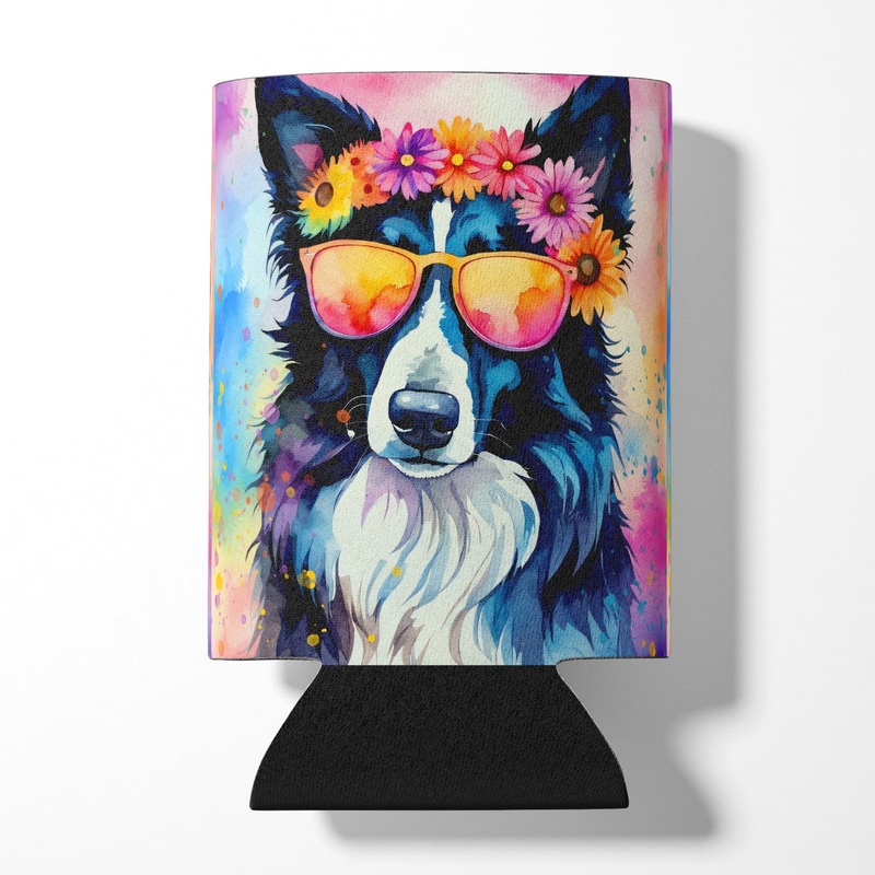 Border Collie Hippie Dawg Can or Bottle Hugger