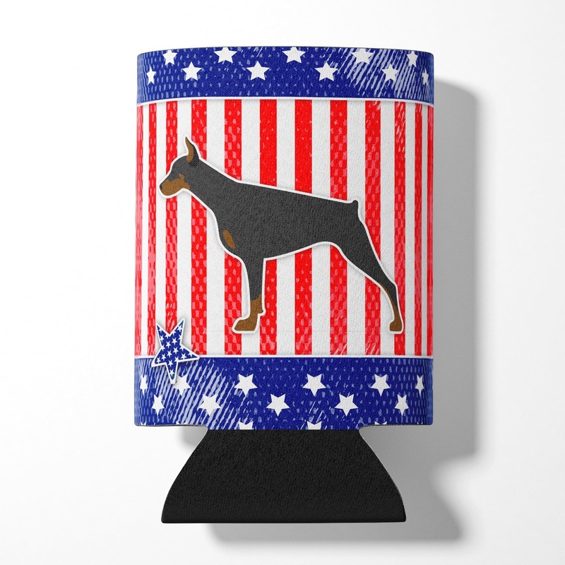 USA Patriotic Doberman Pinscher Can or Bottle Hugger BB3360CC