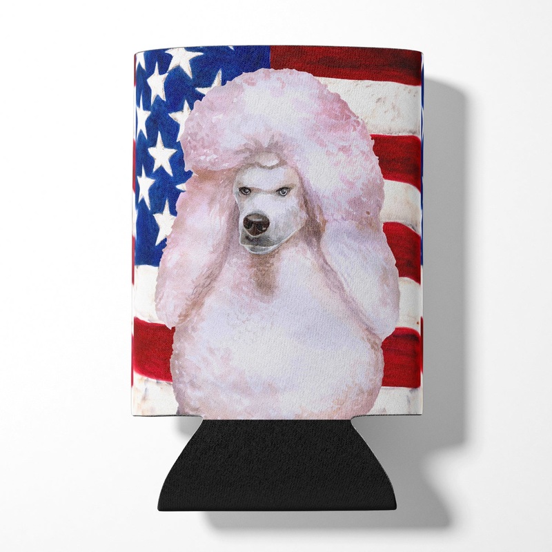 White Standard Poodle Patriotic Can or Bottle Hugger BB9717CC
