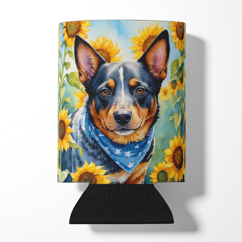 Australian Cattle Dog in Sunflowers Can or Bottle Hugger
