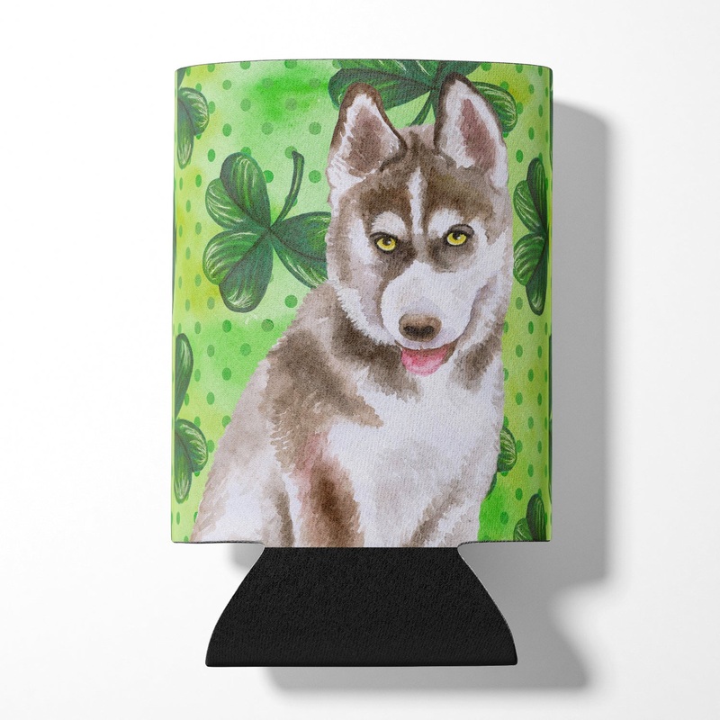 Siberian Husky Grey St Patrick's Can or Bottle Hugger BB9870CC