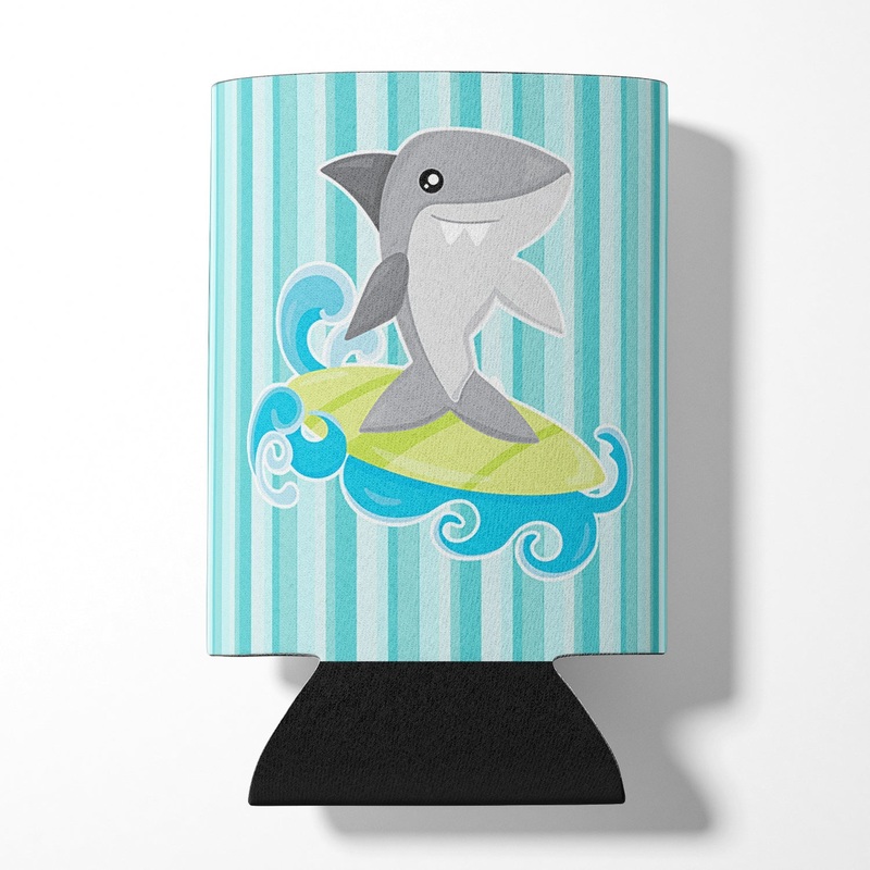 Surfin Shark on Stripes Can or Bottle Hugger BB6942CC