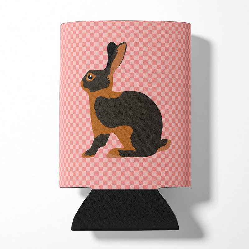 Tan Rabbit Pink Check Can or Bottle Hugger BB7963CC