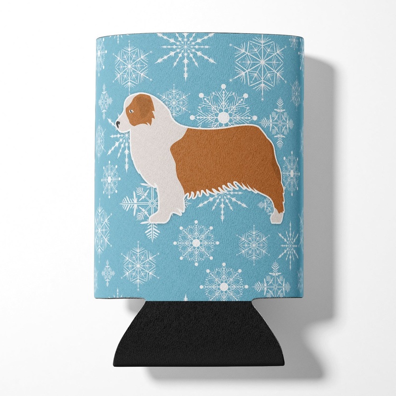 Winter Snowflake Australian Shepherd Dog Can or Bottle Hugger BB3533CC